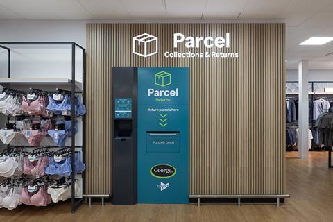 Parcel collection and returns section at George, Leeds